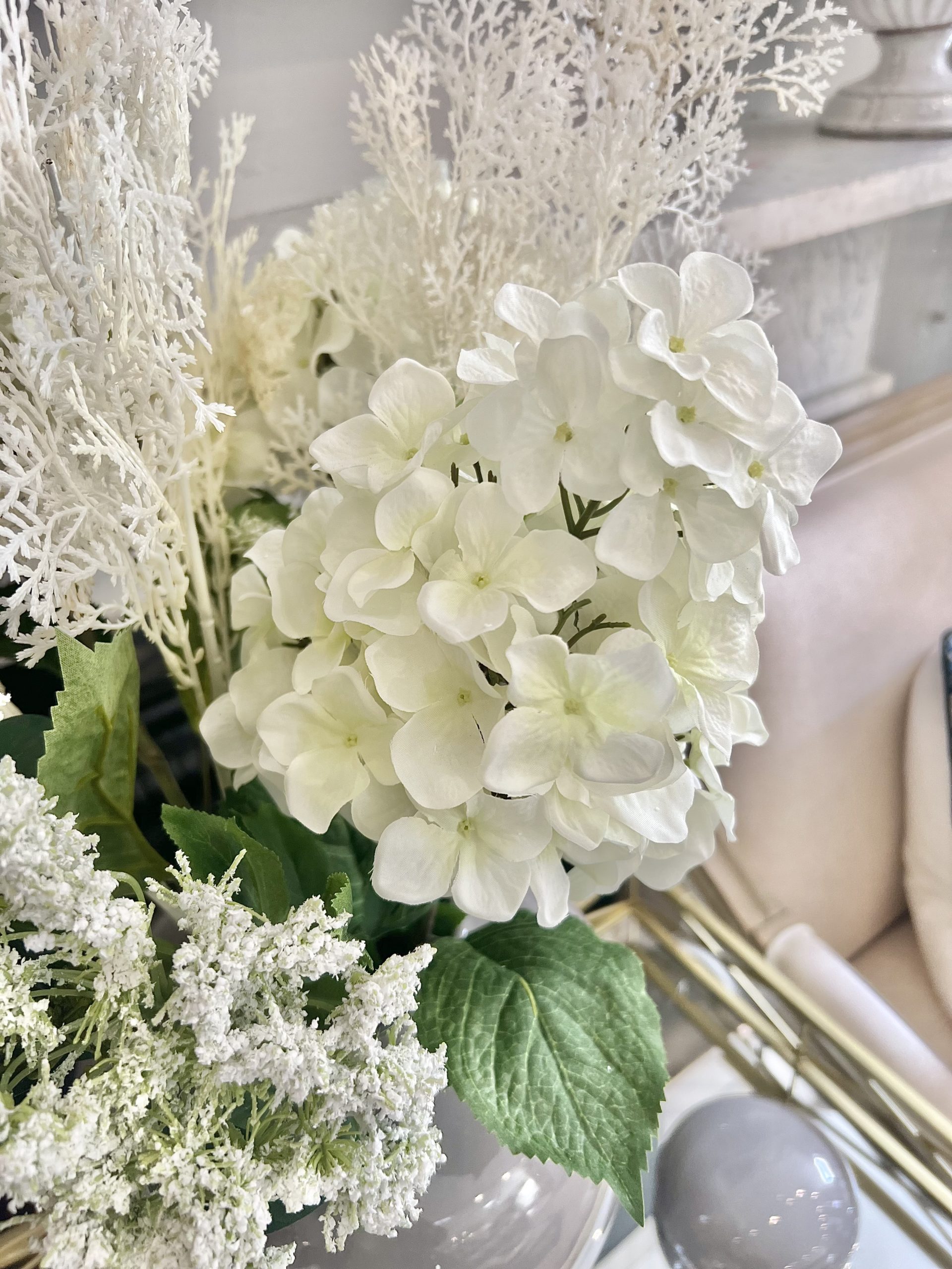 Silk Flowers  Artificial White Paniculata Hydrangea